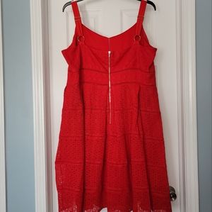 Adelyn Roe Geometric Laser-cut Red Dress Size: 2XL
